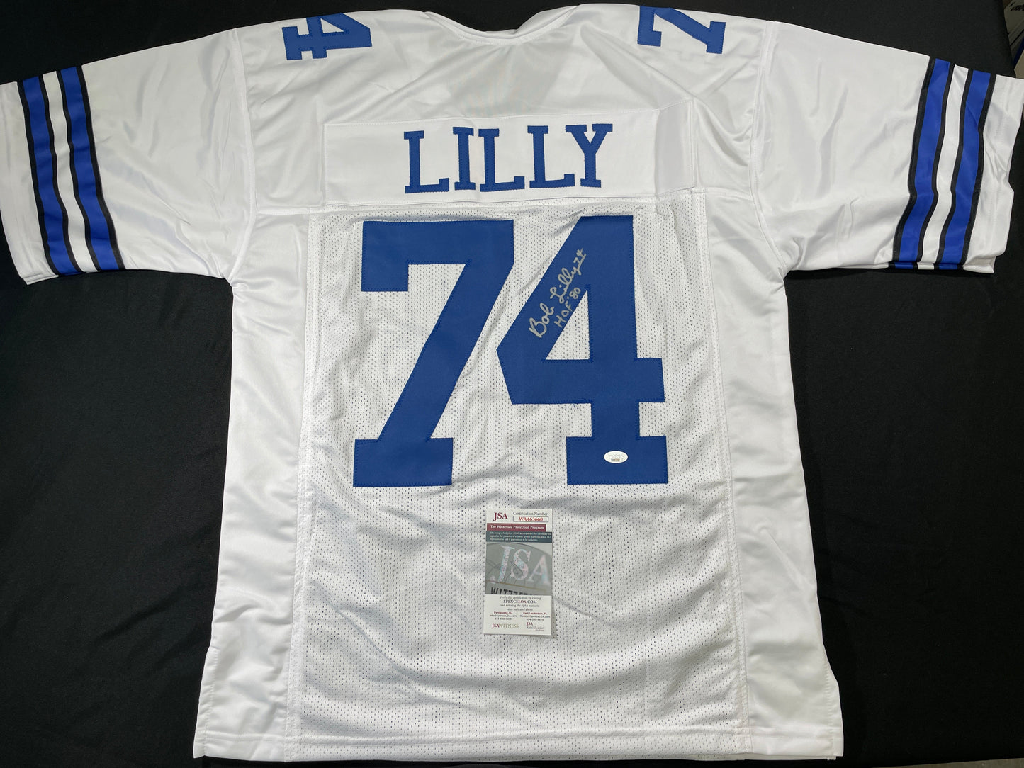 BOB LILLY DALLAS COWBOYS SIGNED HOME JERSEY w/HOF JSA COA