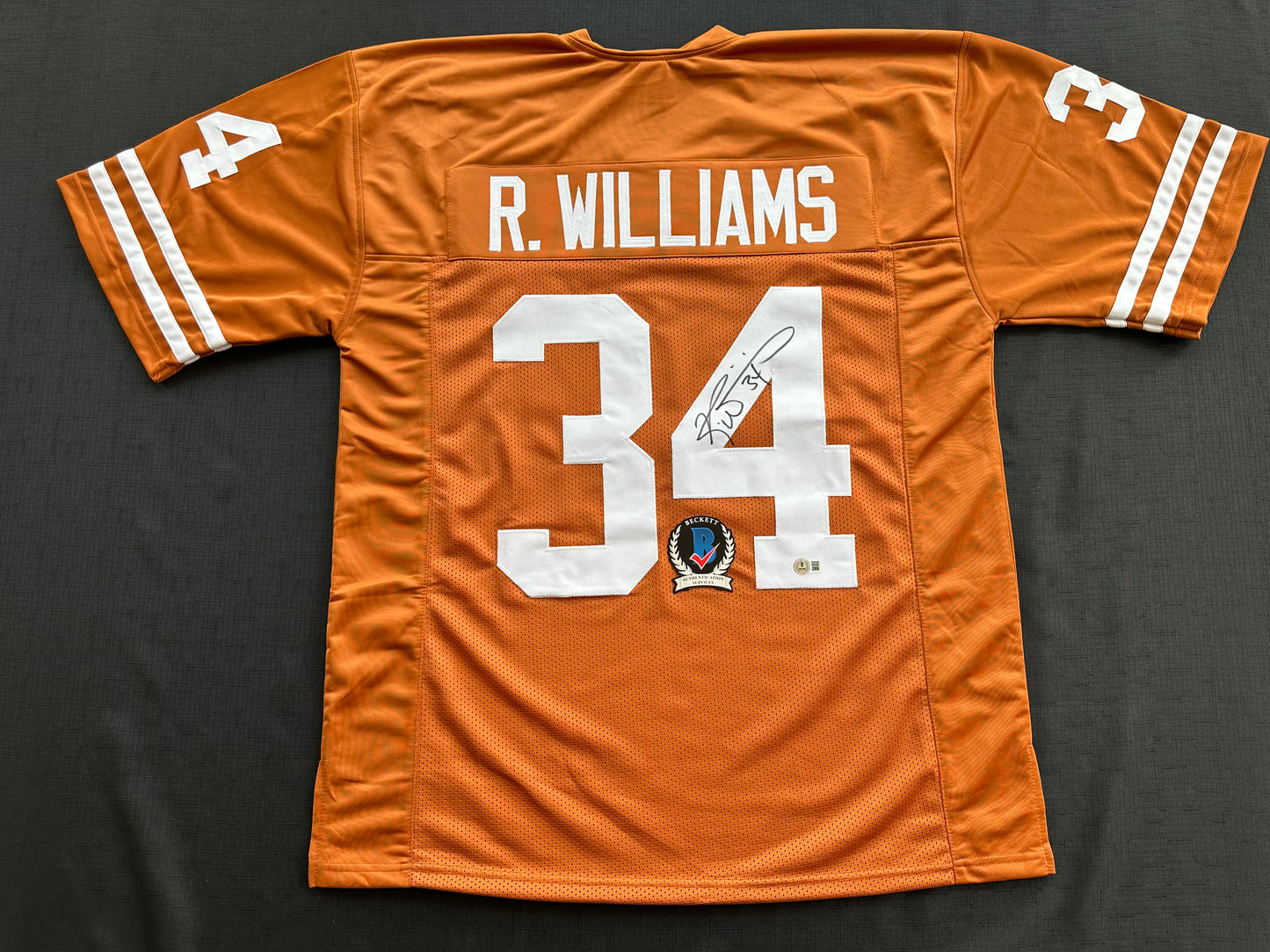 RICKY WILLIAMS SIGNED ORANGE FOOTBALL JERSEY Texas Longhorns 2XL BAS COA