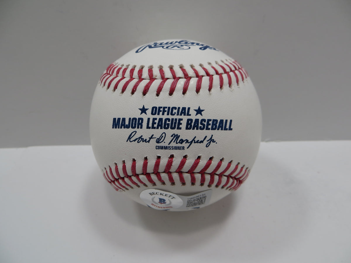 MICHAEL YOUNG SIGNED RAWLINGS OML BASEBALL w/DEBUT TEXAS RANGERS JSA