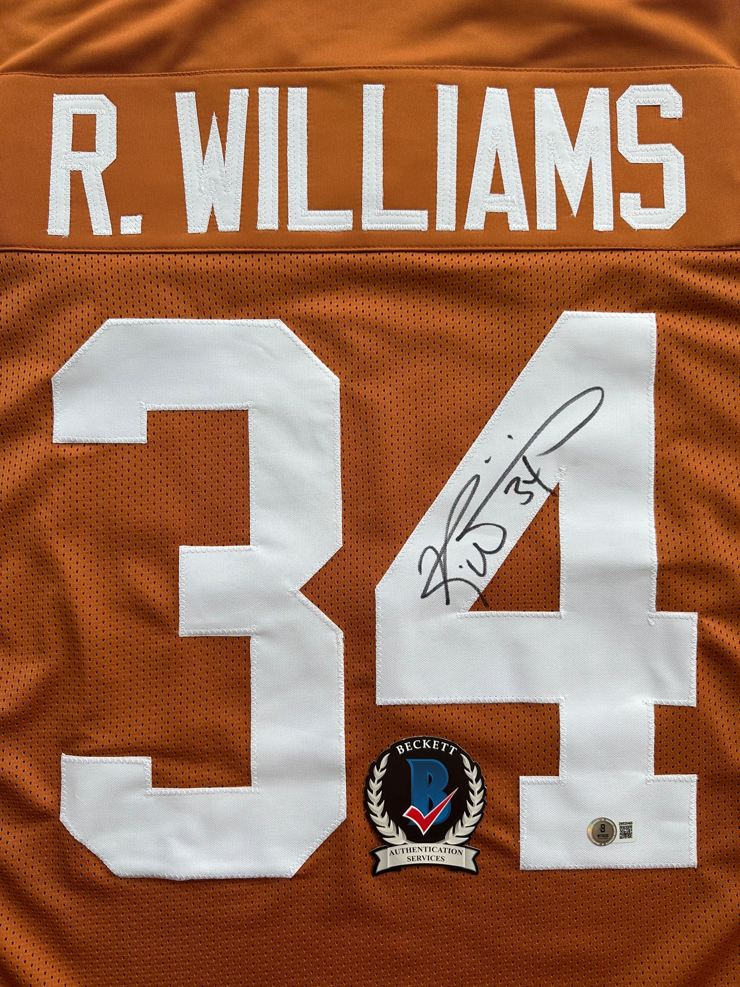 RICKY WILLIAMS SIGNED ORANGE FOOTBALL JERSEY Texas Longhorns 2XL BAS COA