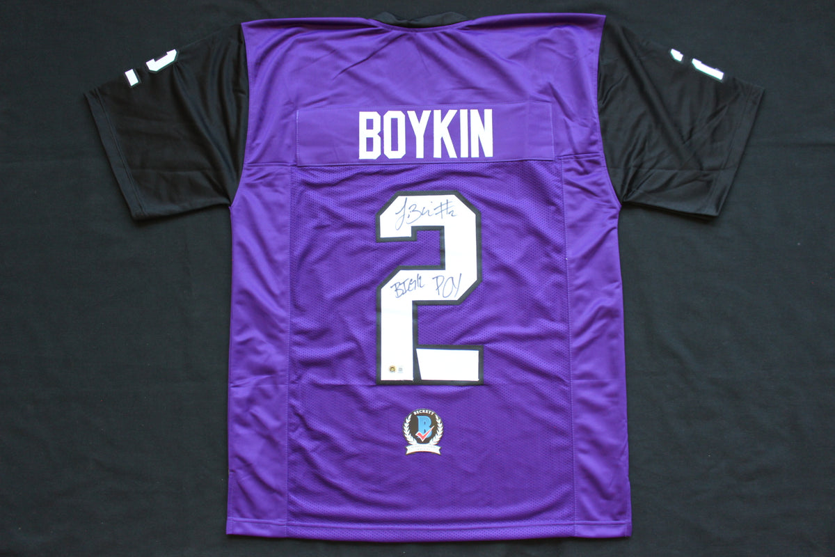 TREVONE BOYKIN TCU HORNED FROGS SIGNED PURPLE JERSEY wBIG12POY BAS