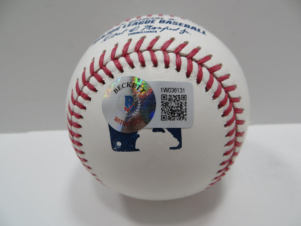 MICHAEL YOUNG SIGNED RAWLINGS OML BASEBALL w/DEBUT TEXAS RANGERS JSA