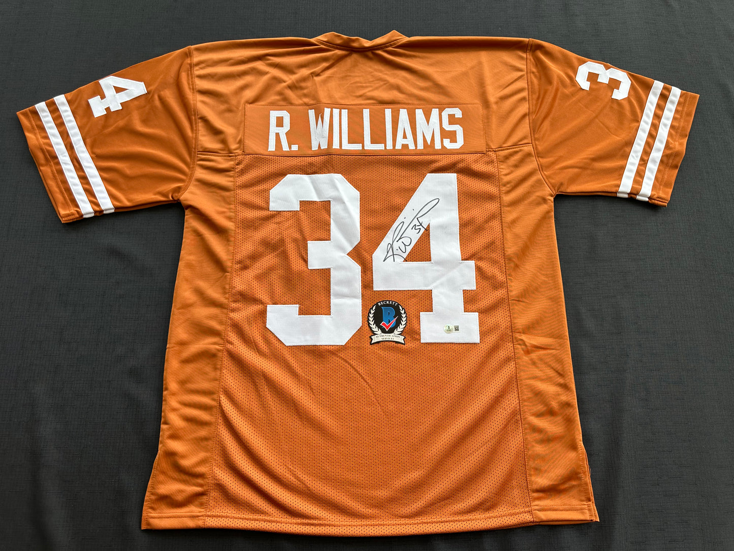 RICKY WILLIAMS SIGNED ORANGE FOOTBALL JERSEY Texas Longhorns 2XL BAS COA