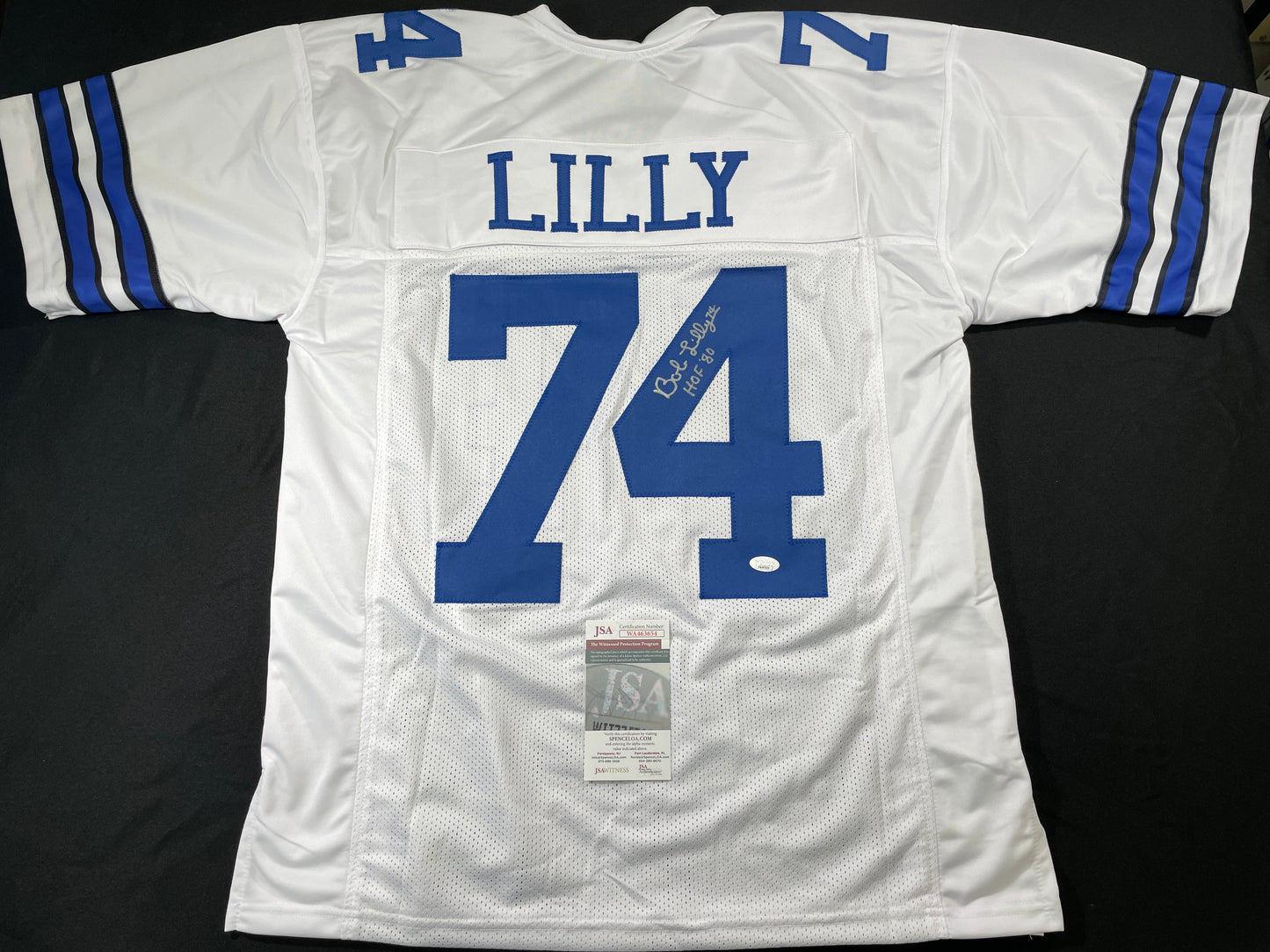 BOB LILLY DALLAS COWBOYS SIGNED HOME JERSEY w/HOF JSA COA