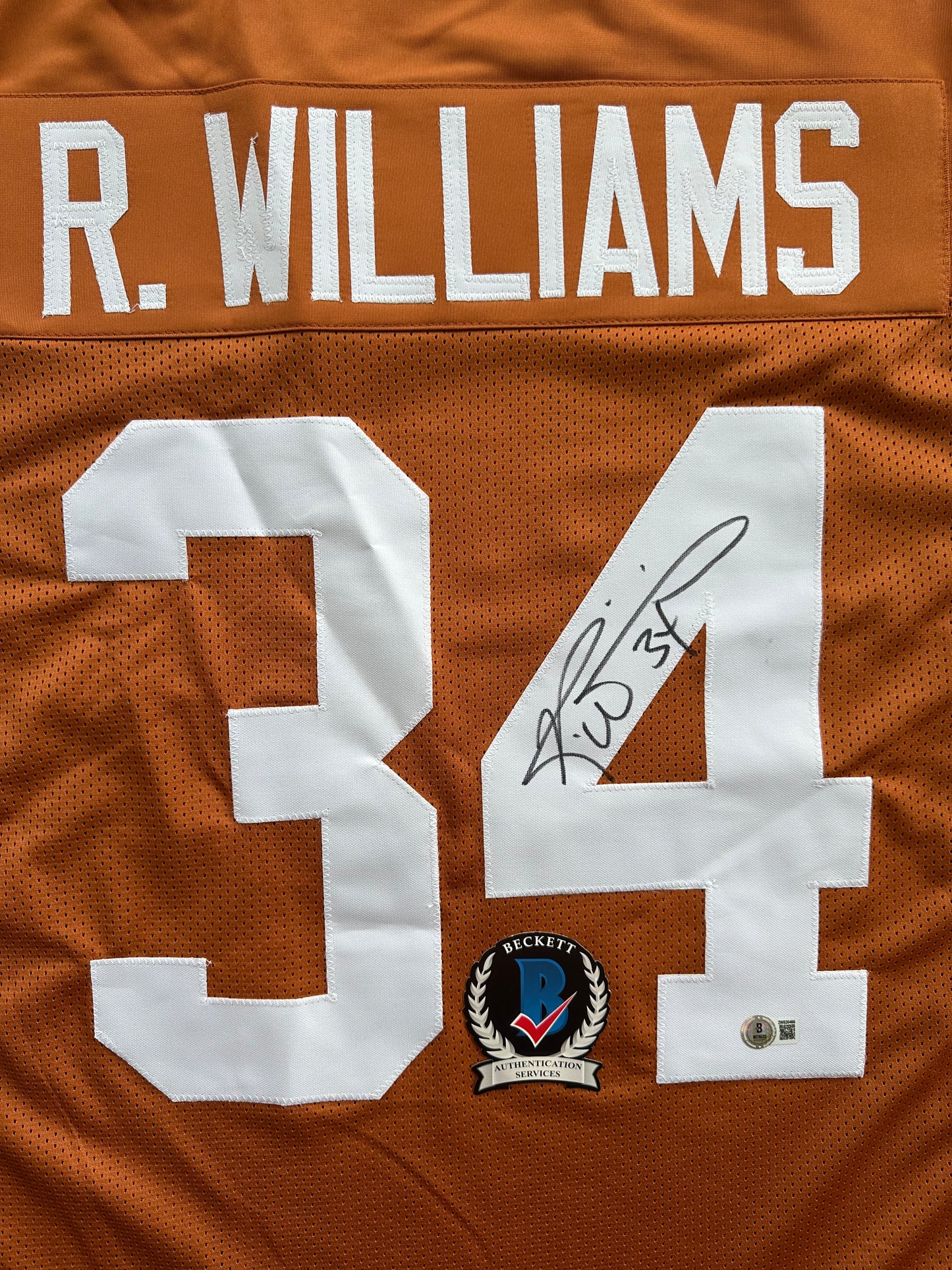 RICKY WILLIAMS SIGNED ORANGE FOOTBALL JERSEY Texas Longhorns 2XL BAS COA