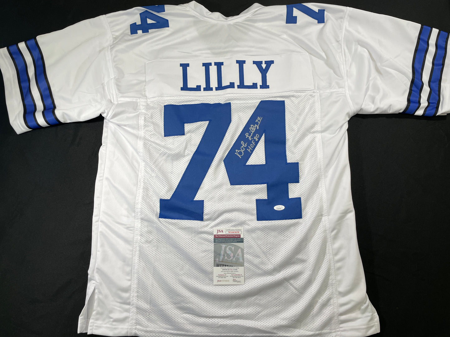 BOB LILLY DALLAS COWBOYS SIGNED HOME JERSEY w/HOF JSA COA