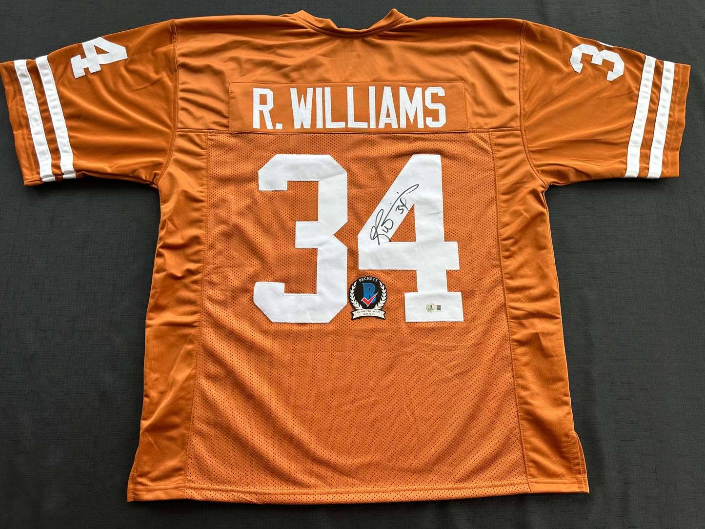 RICKY WILLIAMS SIGNED ORANGE FOOTBALL JERSEY Texas Longhorns 3XL BAS COA