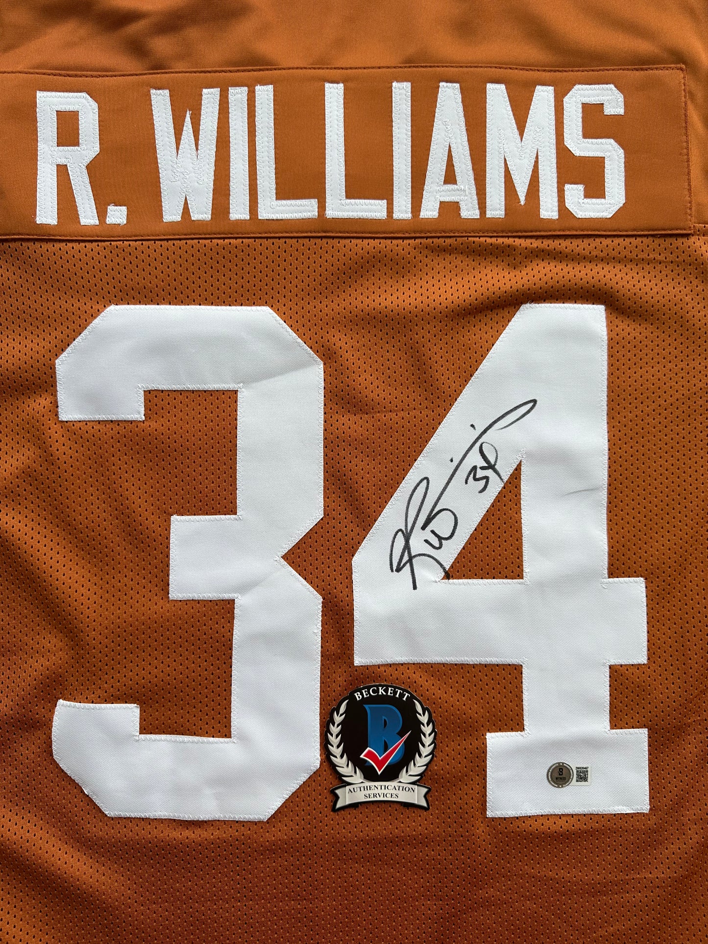 RICKY WILLIAMS SIGNED ORANGE FOOTBALL JERSEY Texas Longhorns 3XL BAS COA