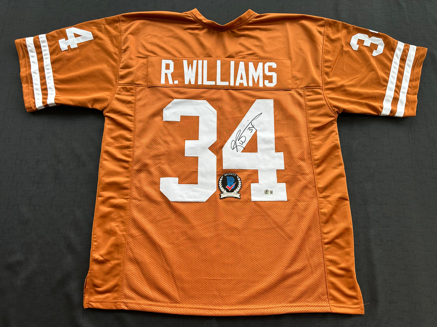 RICKY WILLIAMS SIGNED ORANGE FOOTBALL JERSEY Texas Longhorns 3XL BAS COA