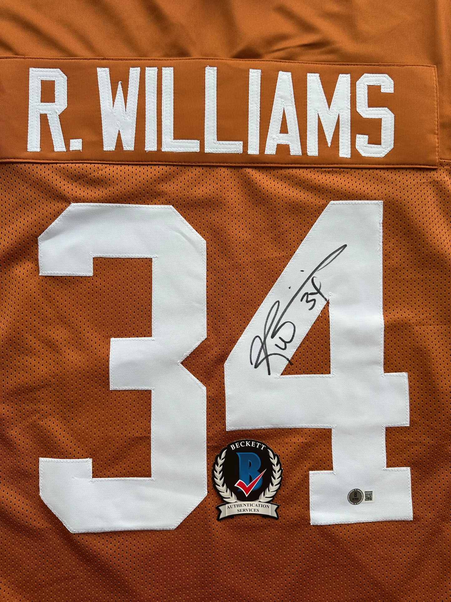 RICKY WILLIAMS SIGNED ORANGE FOOTBALL JERSEY Texas Longhorns 3XL BAS COA