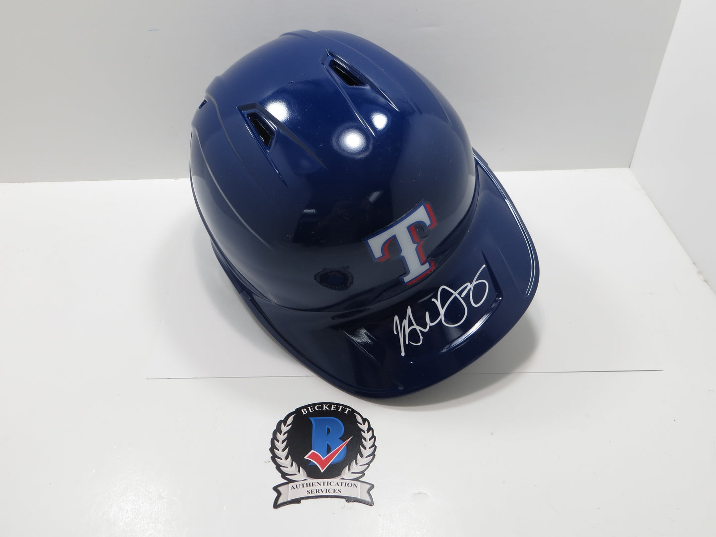 MICHAEL YOUNG TEXAS RANGERS SIGNED FULL SIZE BATTING HELMET BAS COA