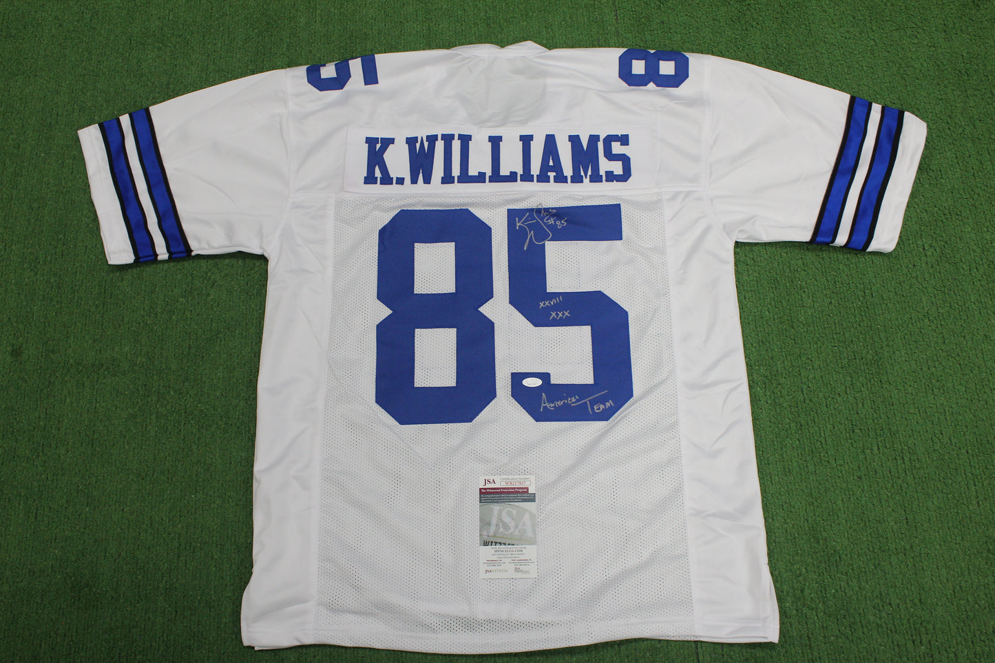 KEVIN WILLIAMS DALLAS COWBOYS SIGNED JERSEY Hurricanes w/INSCs XL JSA