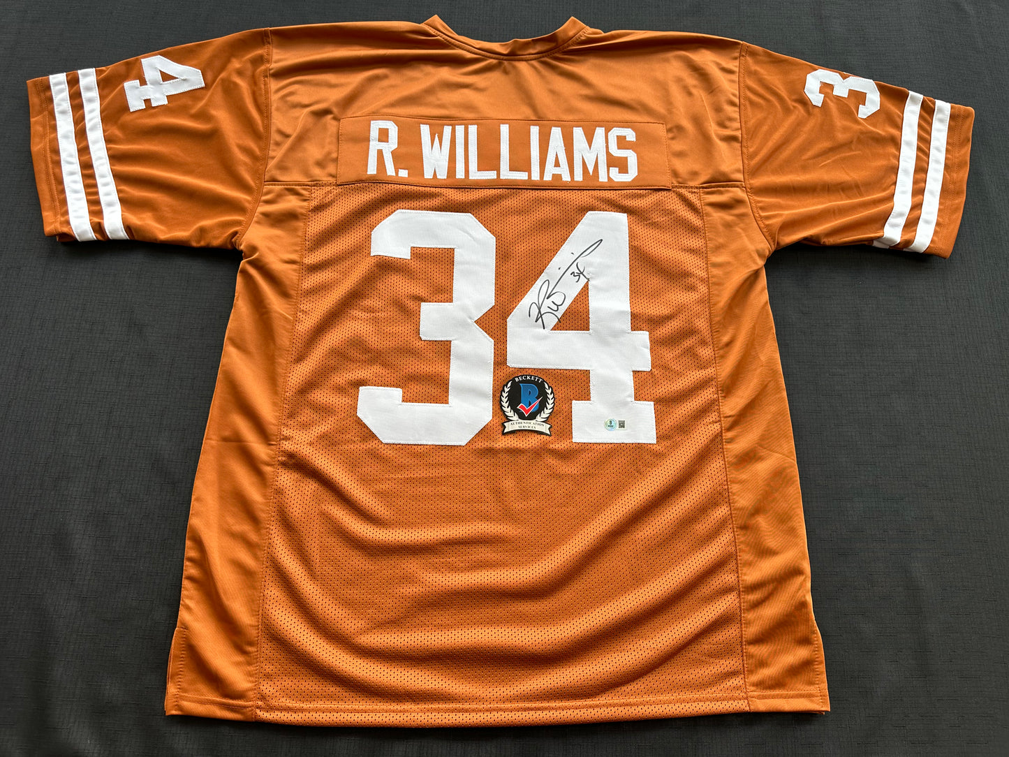 RICKY WILLIAMS SIGNED ORANGE FOOTBALL JERSEY Texas Longhorns 3XL BAS COA