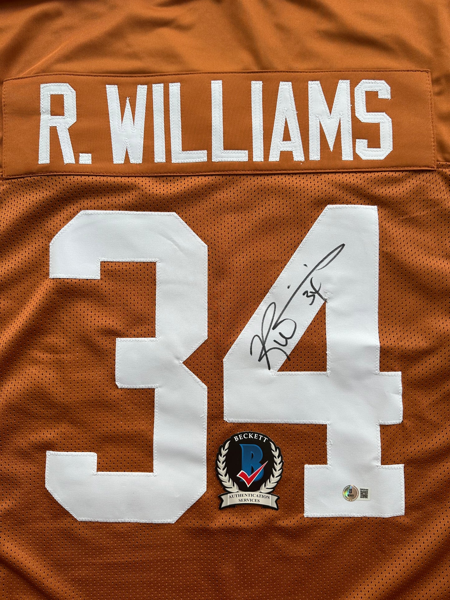 RICKY WILLIAMS SIGNED ORANGE FOOTBALL JERSEY Texas Longhorns 3XL BAS COA