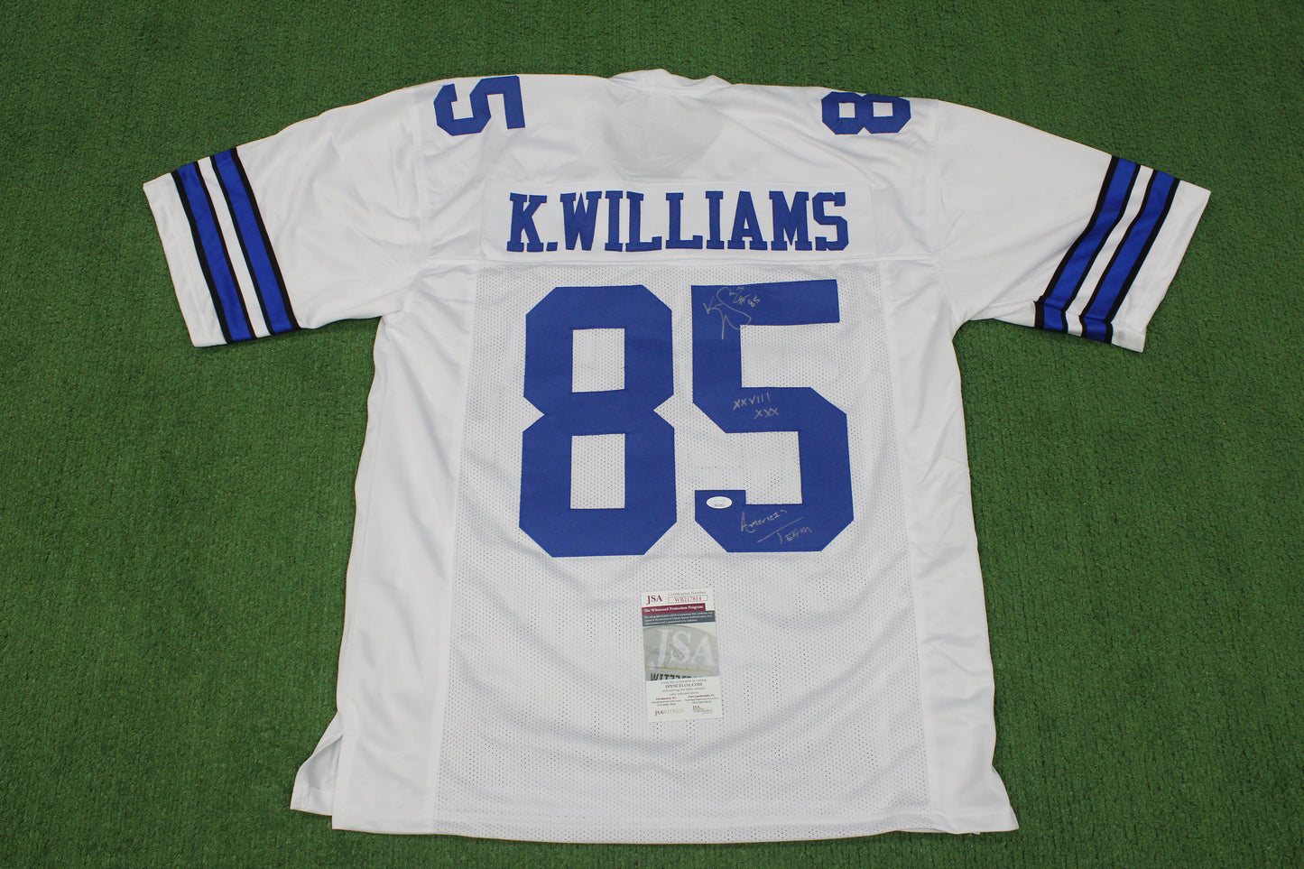 KEVIN WILLIAMS DALLAS COWBOYS SIGNED JERSEY Hurricanes w/INSCs XL JSA