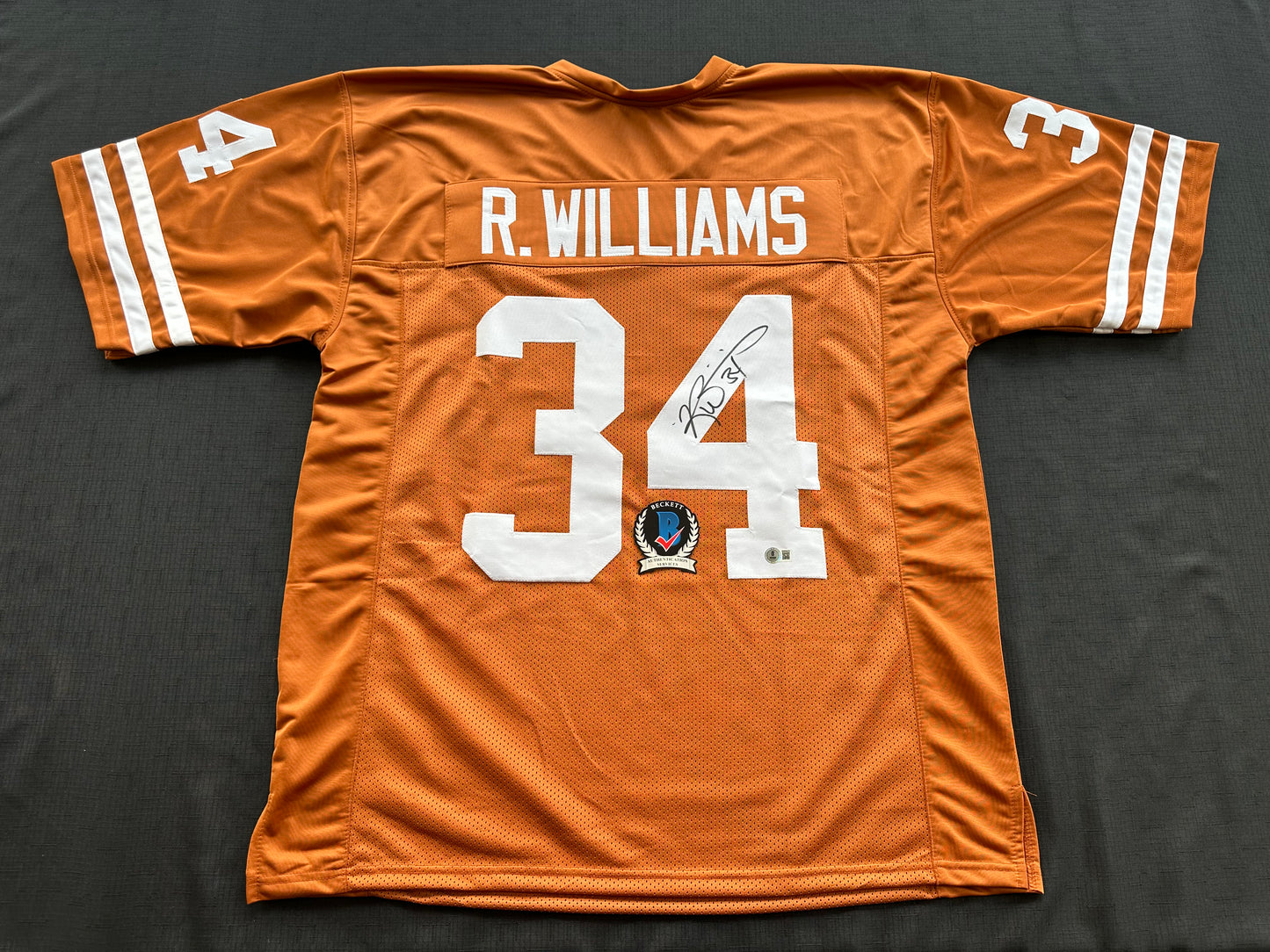 RICKY WILLIAMS SIGNED ORANGE FOOTBALL JERSEY Texas Longhorns 3XL BAS COA