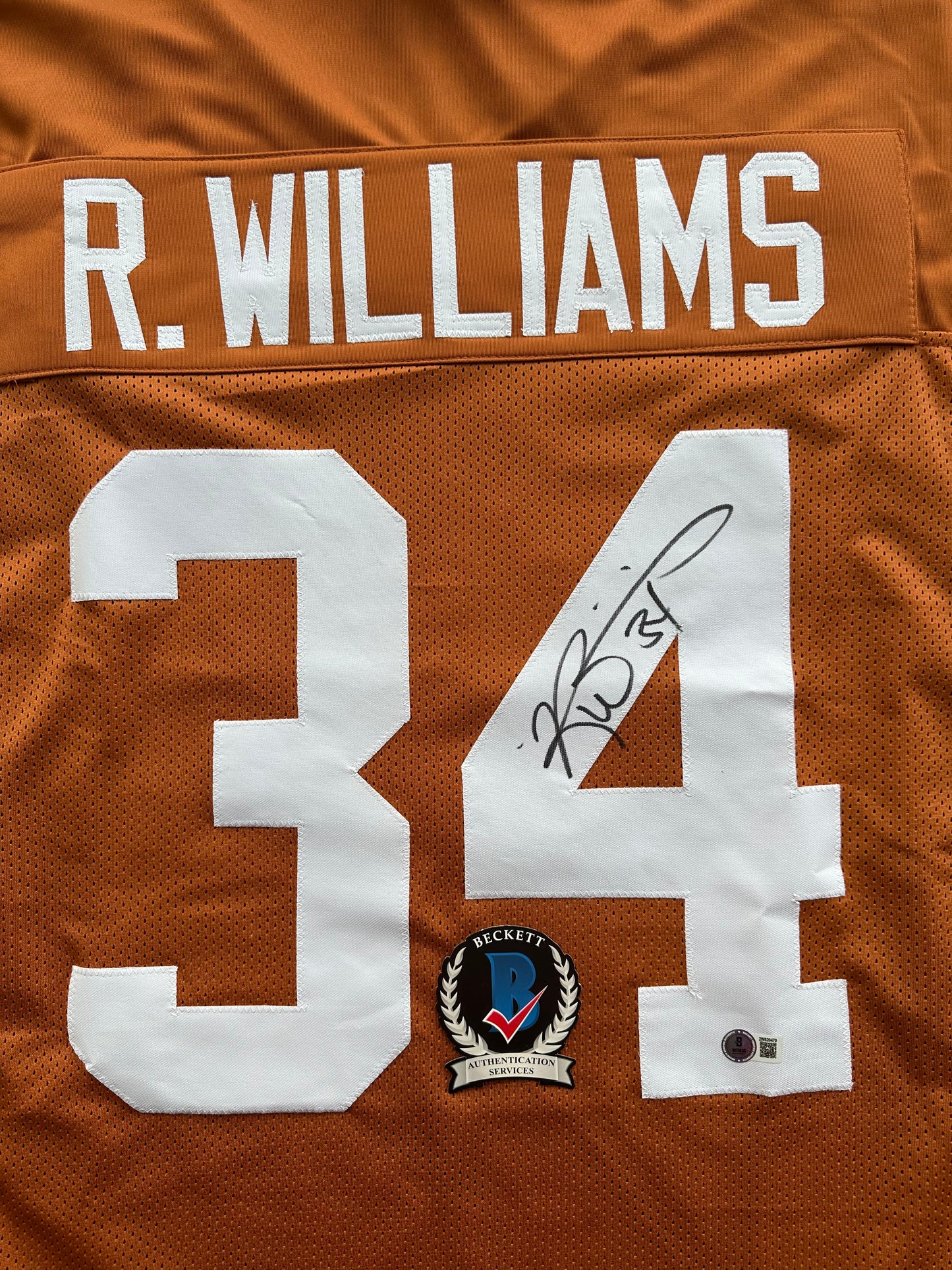 RICKY WILLIAMS SIGNED ORANGE FOOTBALL JERSEY Texas Longhorns 3XL BAS COA