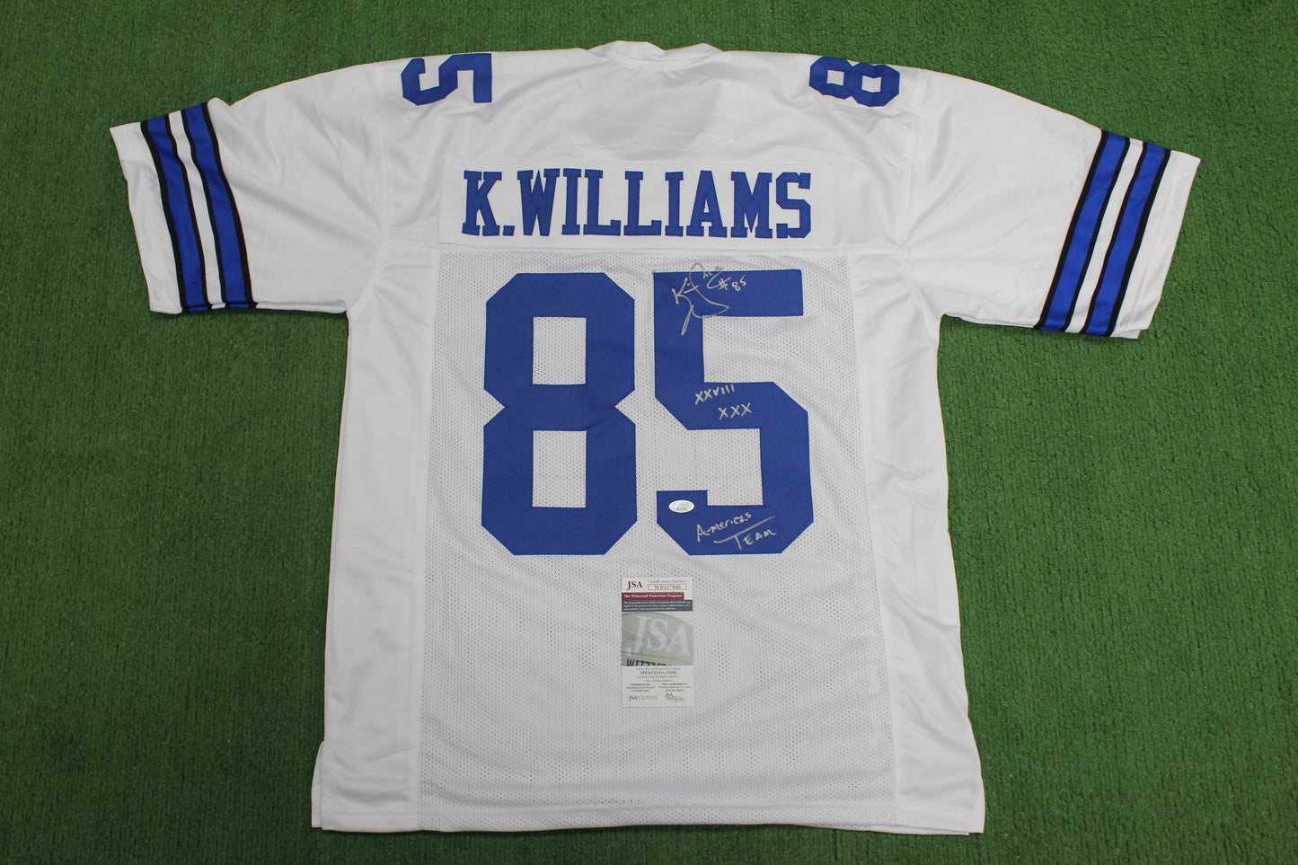 KEVIN WILLIAMS DALLAS COWBOYS SIGNED JERSEY Hurricanes w/INSCs XL JSA
