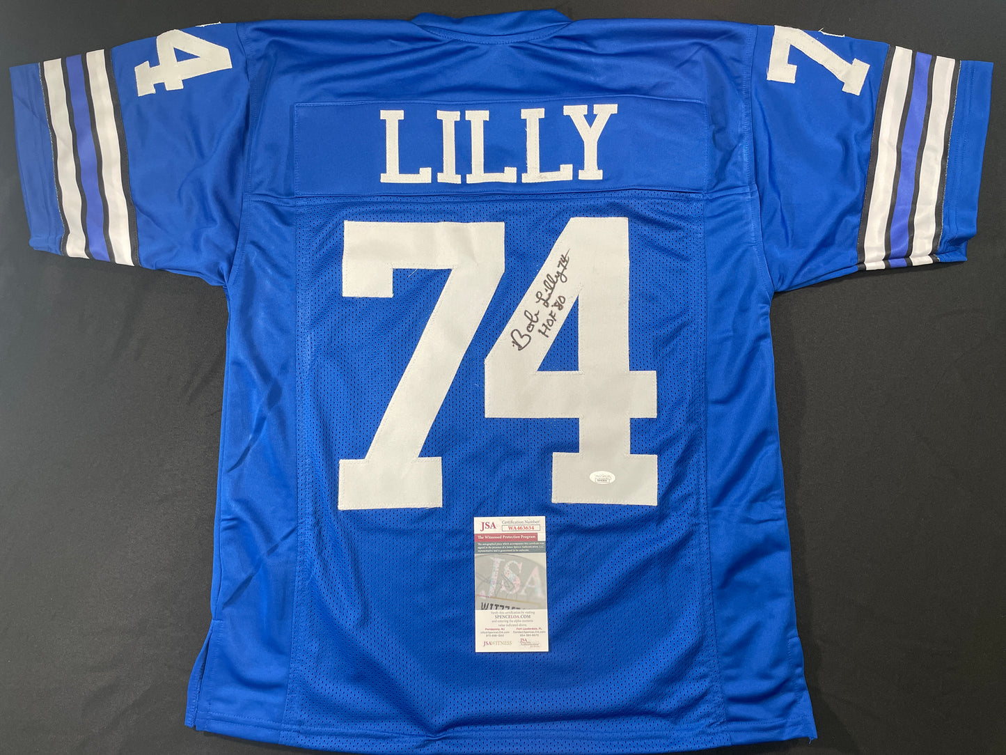 BOB LILLY DALLAS COWBOYS SIGNED Throwback JERSEY w/HOF80 JSA COA