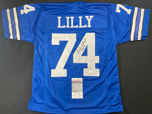 BOB LILLY DALLAS COWBOYS SIGNED Throwback JERSEY w/HOF80 JSA COA