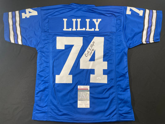 BOB LILLY DALLAS COWBOYS SIGNED Throwback JERSEY w/HOF80 JSA COA