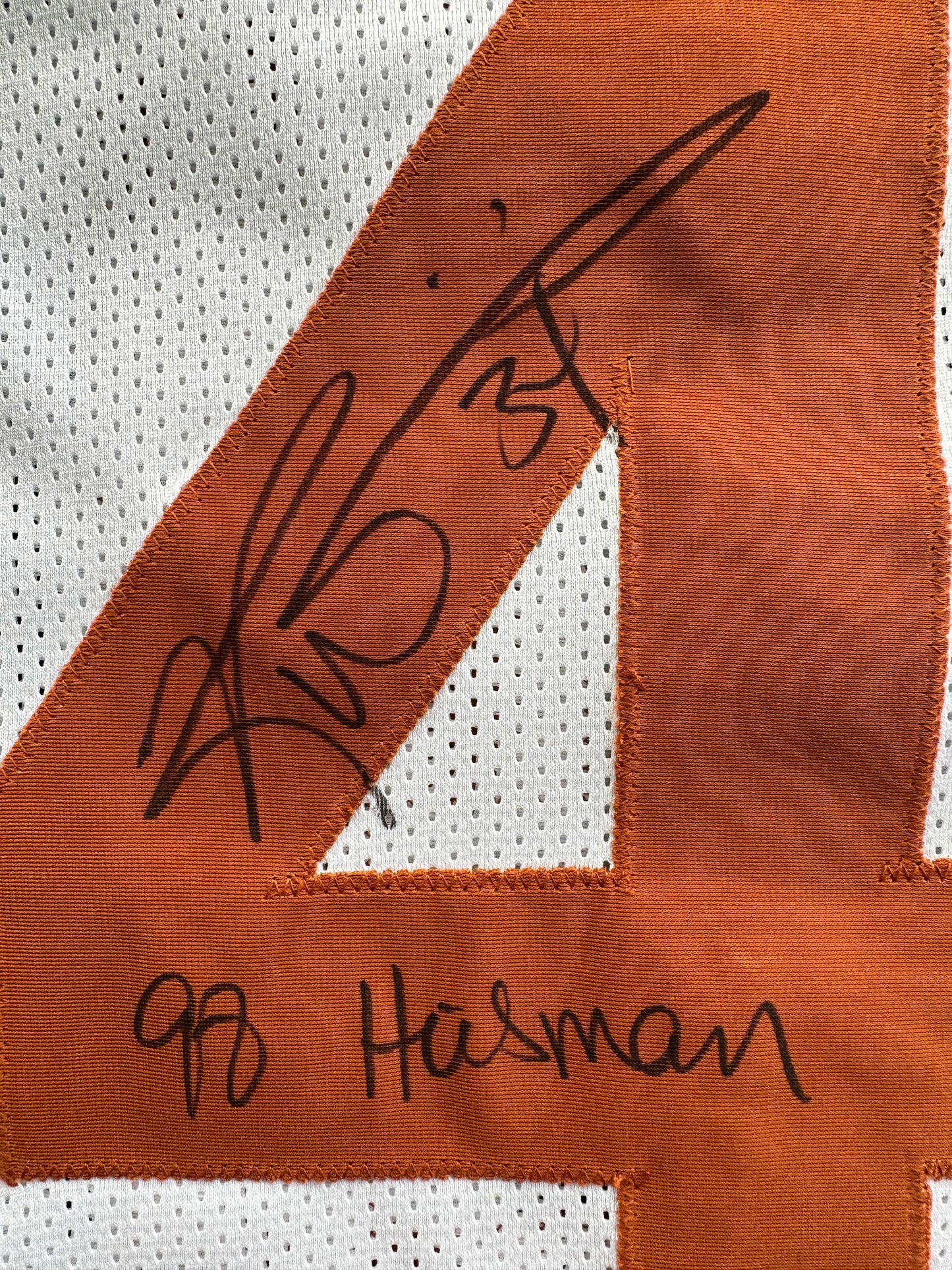 RICKY WILLIAMS SIGNED WHITE FOOTBALL JERSEY Texas Longhorns w/ "98 Heisman" BAS