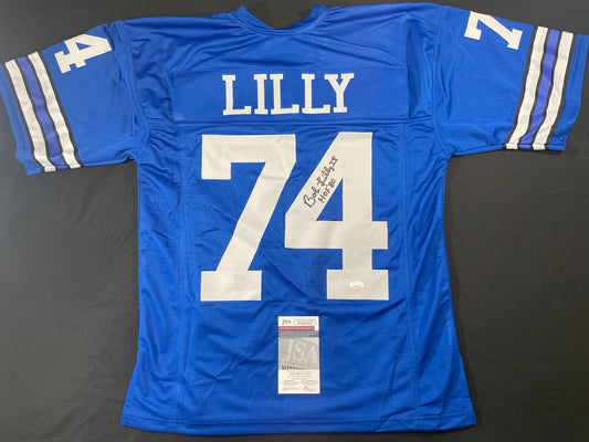 BOB LILLY DALLAS COWBOYS SIGNED Throwback JERSEY w/HOF80 JSA COA