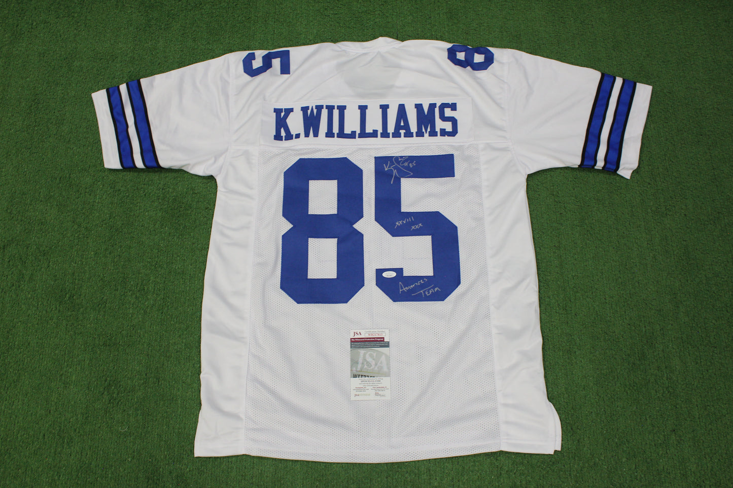 KEVIN WILLIAMS DALLAS COWBOYS SIGNED JERSEY Hurricanes w/INSCs XL JSA