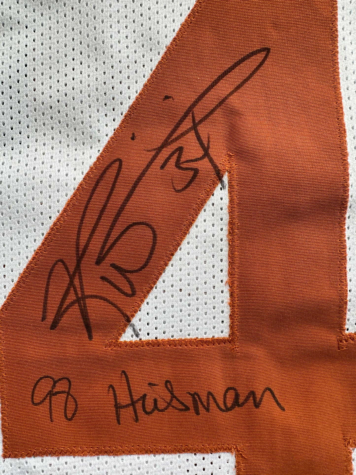RICKY WILLIAMS SIGNED WHITE FOOTBALL JERSEY Texas Longhorns w/ "98 Heisman" BAS