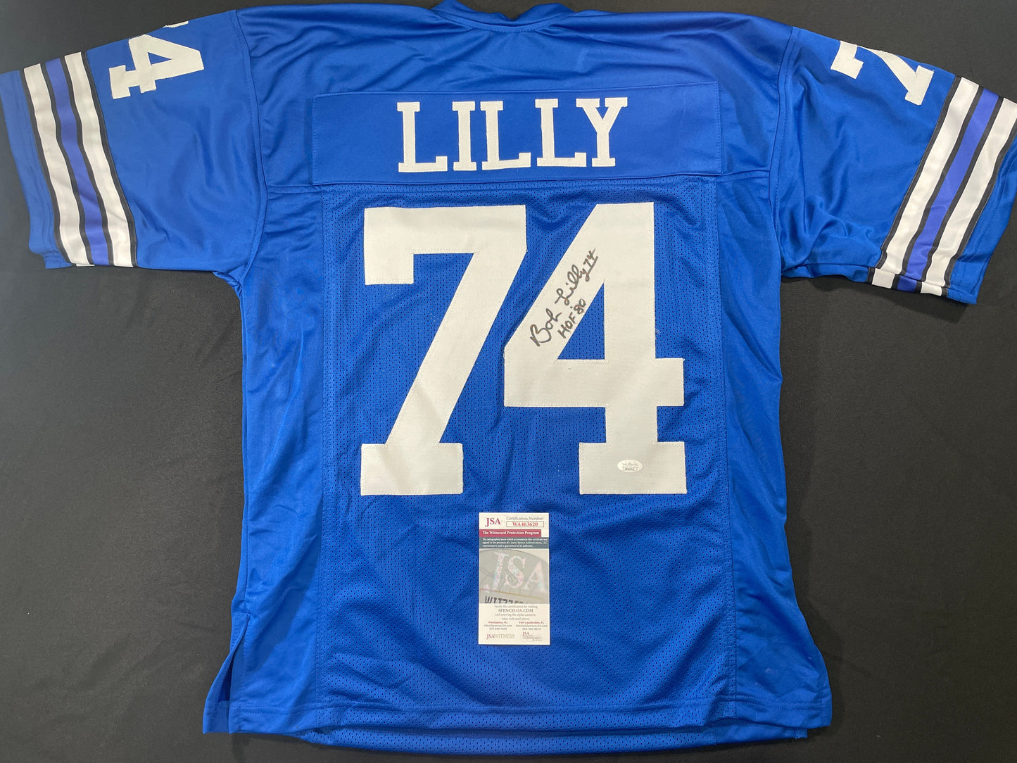 BOB LILLY DALLAS COWBOYS SIGNED Throwback JERSEY w/HOF80 JSA COA