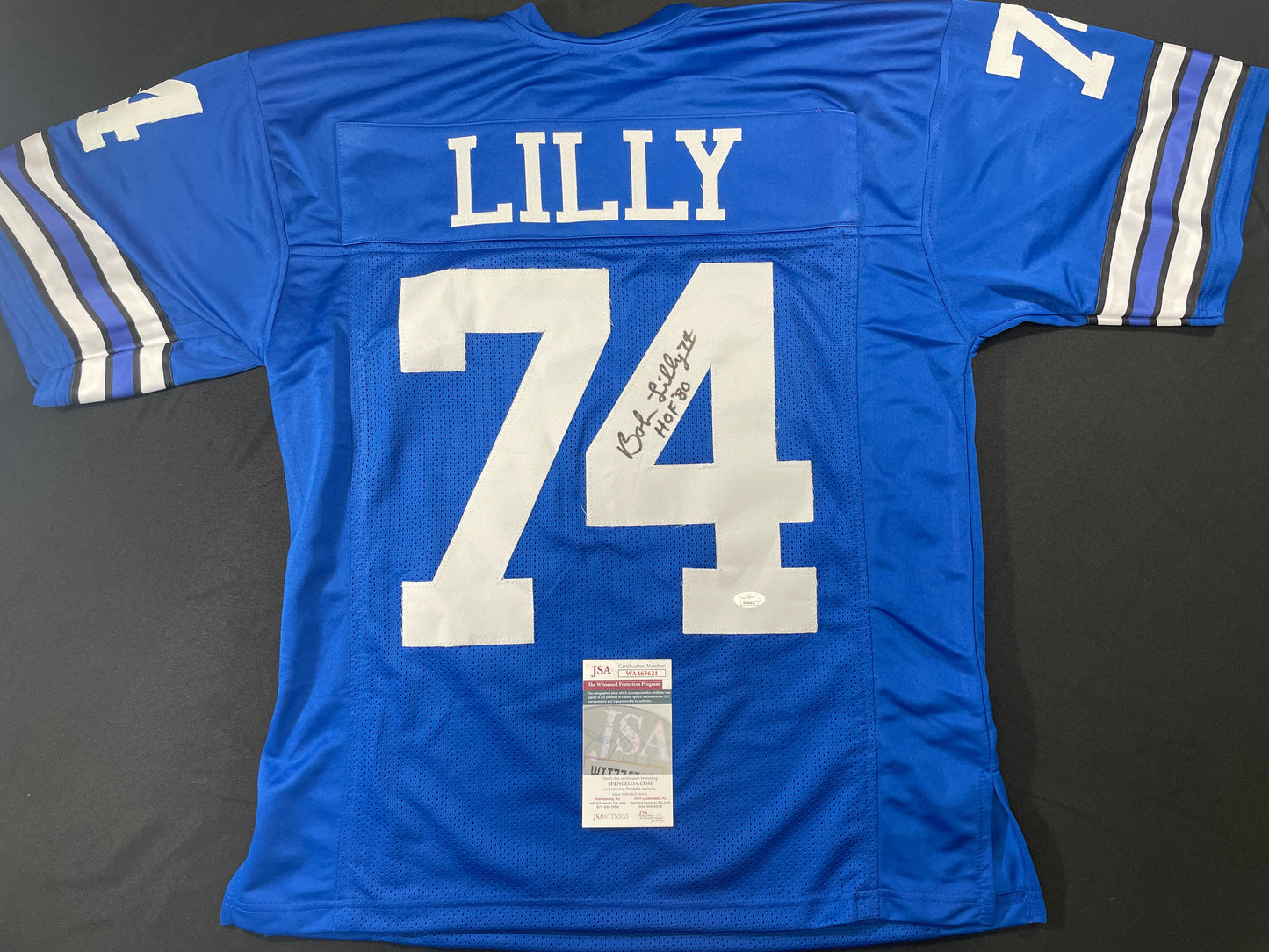 BOB LILLY DALLAS COWBOYS SIGNED Throwback JERSEY w/HOF80 JSA COA