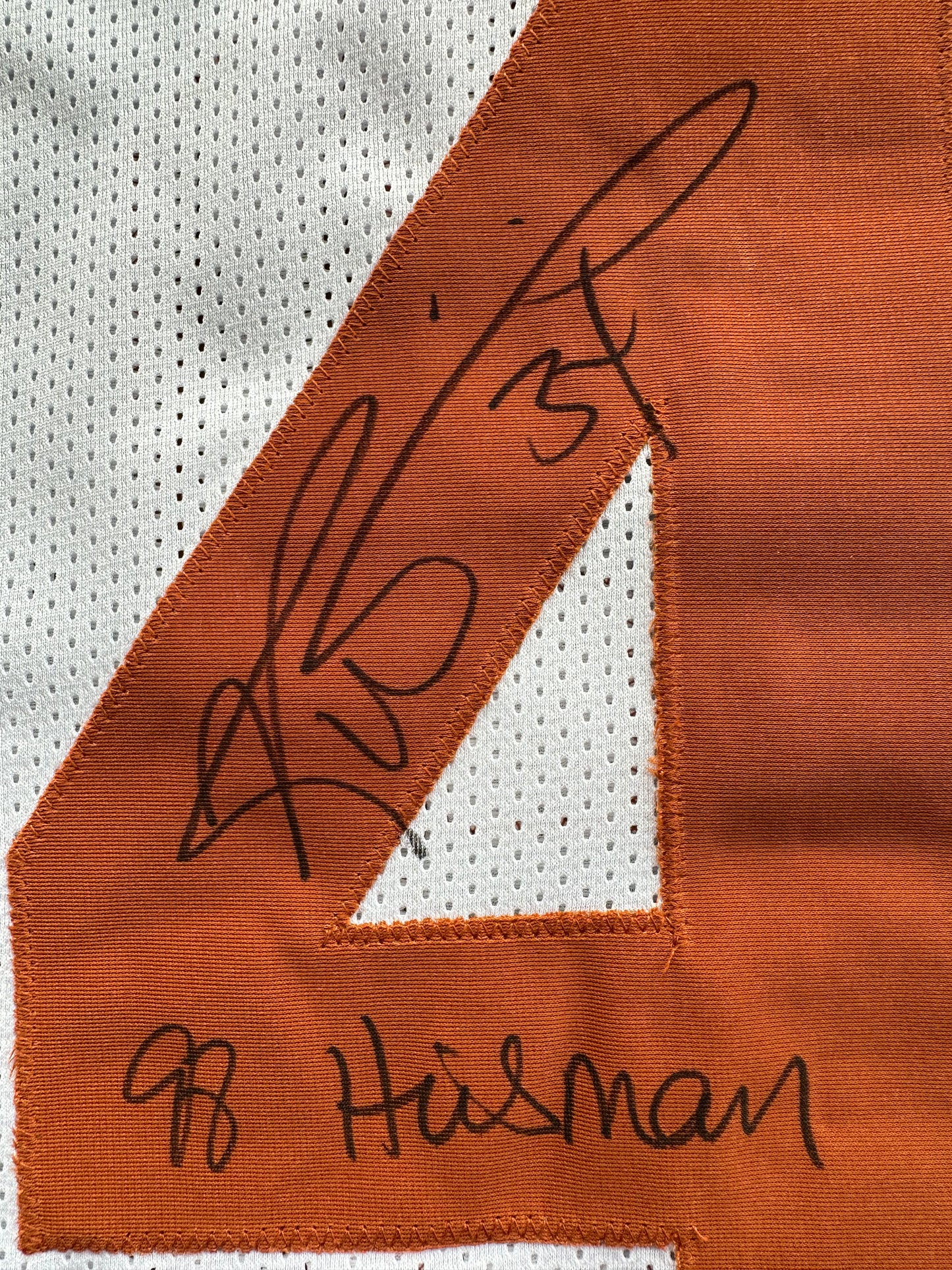 RICKY WILLIAMS SIGNED WHITE FOOTBALL JERSEY Texas Longhorns w/ "98 Heisman" BAS