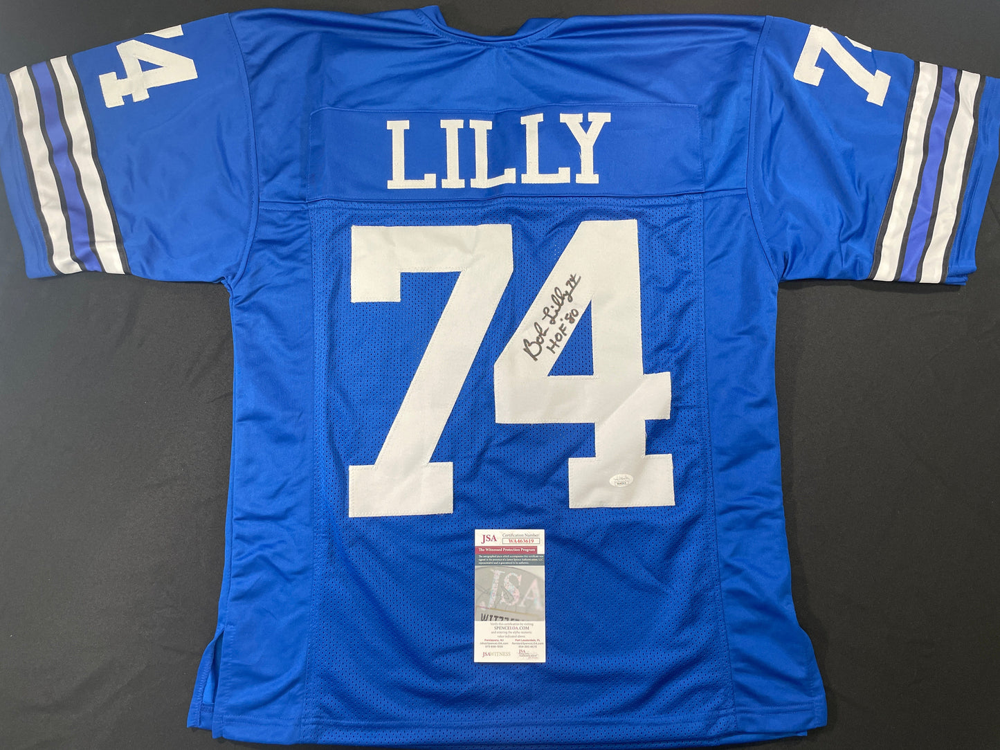 BOB LILLY DALLAS COWBOYS SIGNED Throwback JERSEY w/HOF80 JSA COA