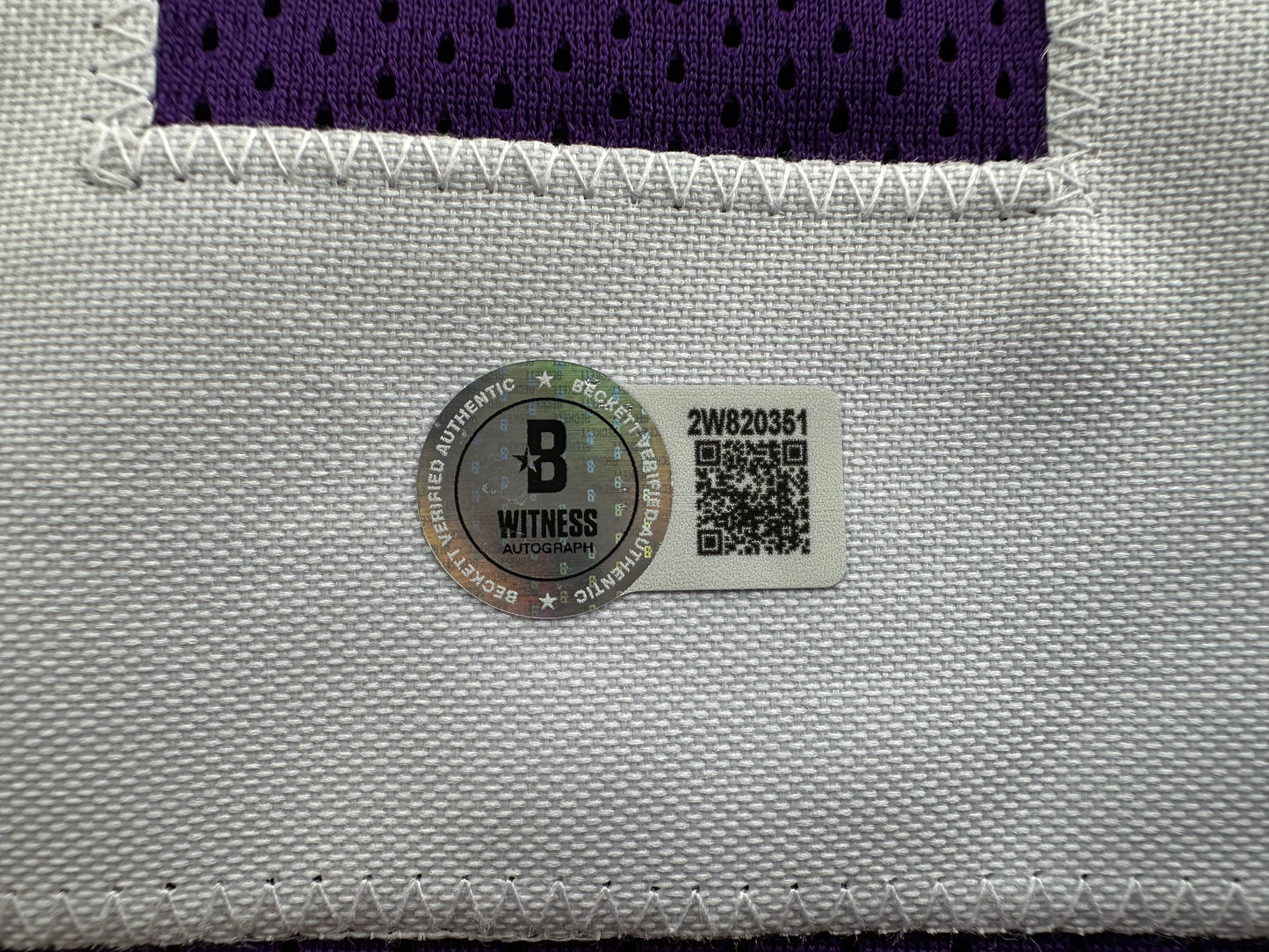 ADRIAN PETERSON SIGNED PURPLE FOOTBALL JERSEY Minnesota Vikings BAS COA