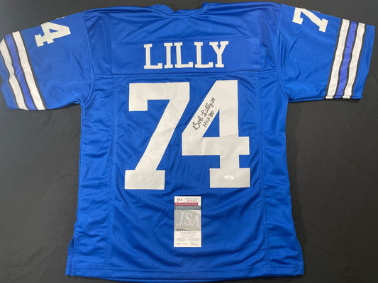 BOB LILLY DALLAS COWBOYS SIGNED Throwback JERSEY w/HOF80 JSA COA