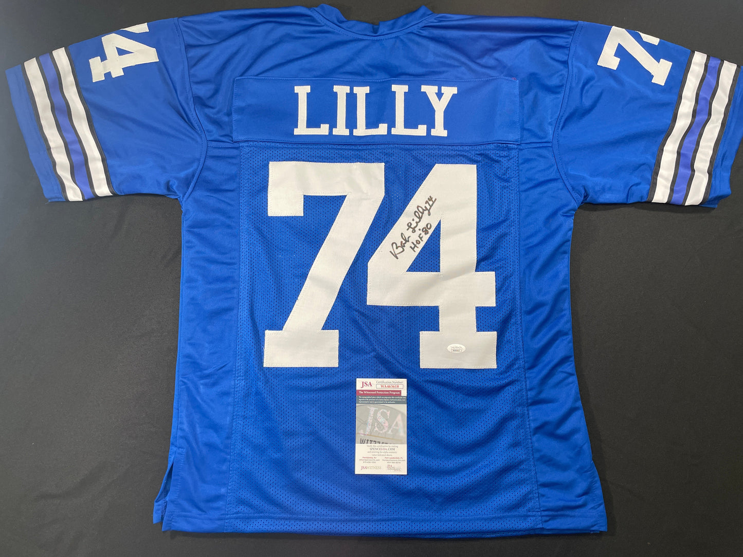 BOB LILLY DALLAS COWBOYS SIGNED Throwback JERSEY w/HOF80 JSA COA