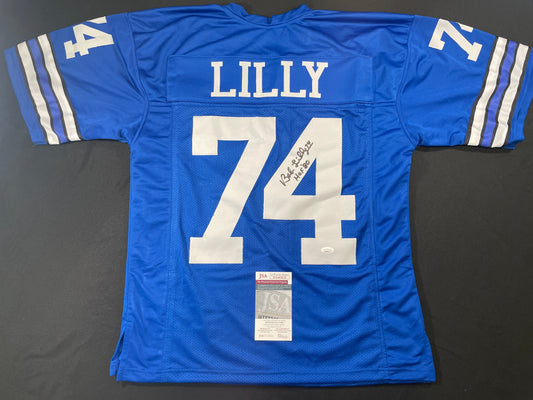 BOB LILLY DALLAS COWBOYS SIGNED Throwback JERSEY w/HOF80 JSA COA