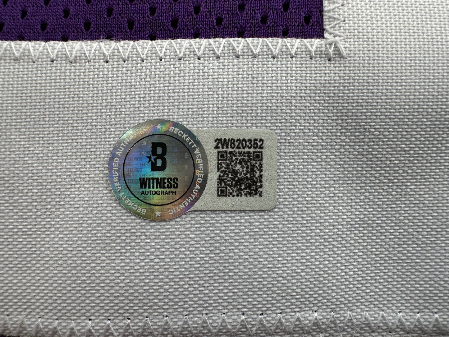 ADRIAN PETERSON SIGNED PURPLE FOOTBALL JERSEY Minnesota Vikings BAS COA