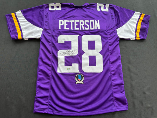 ADRIAN PETERSON SIGNED PURPLE FOOTBALL JERSEY Minnesota Vikings BAS COA