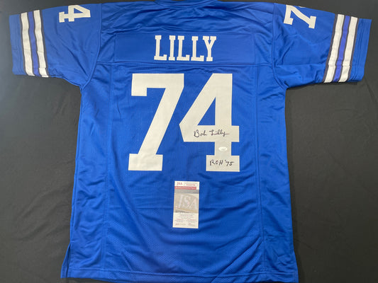 BOB LILLY DALLAS COWBOYS SIGNED Throwback JERSEY w/ROH75 JSA COA