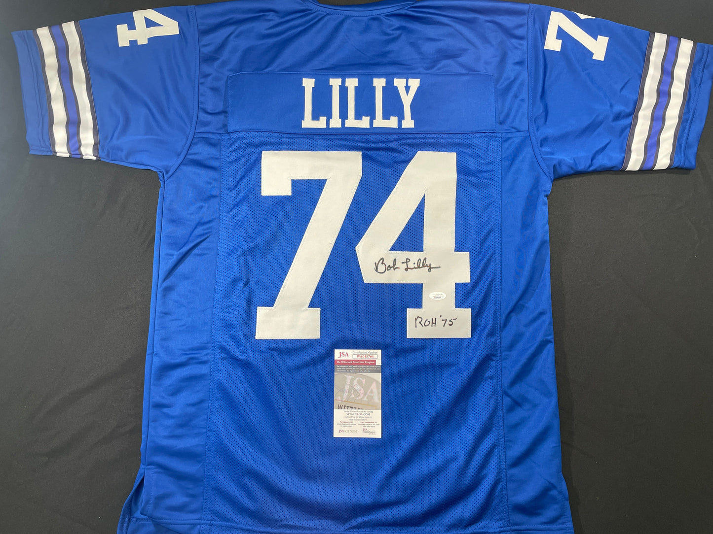 BOB LILLY DALLAS COWBOYS SIGNED Throwback JERSEY w/ROH75 JSA COA