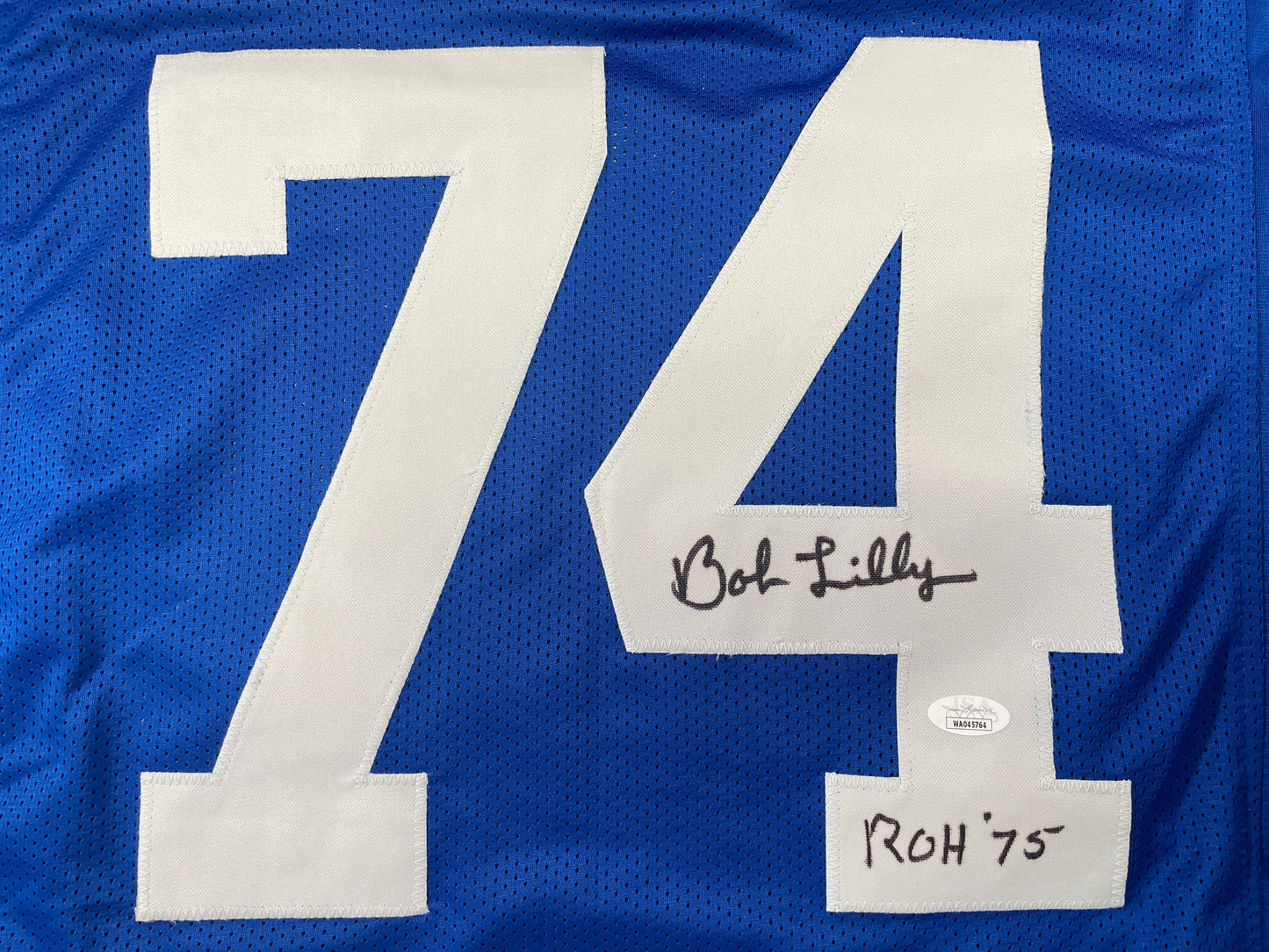 BOB LILLY DALLAS COWBOYS SIGNED Throwback JERSEY w/ROH75 JSA COA
