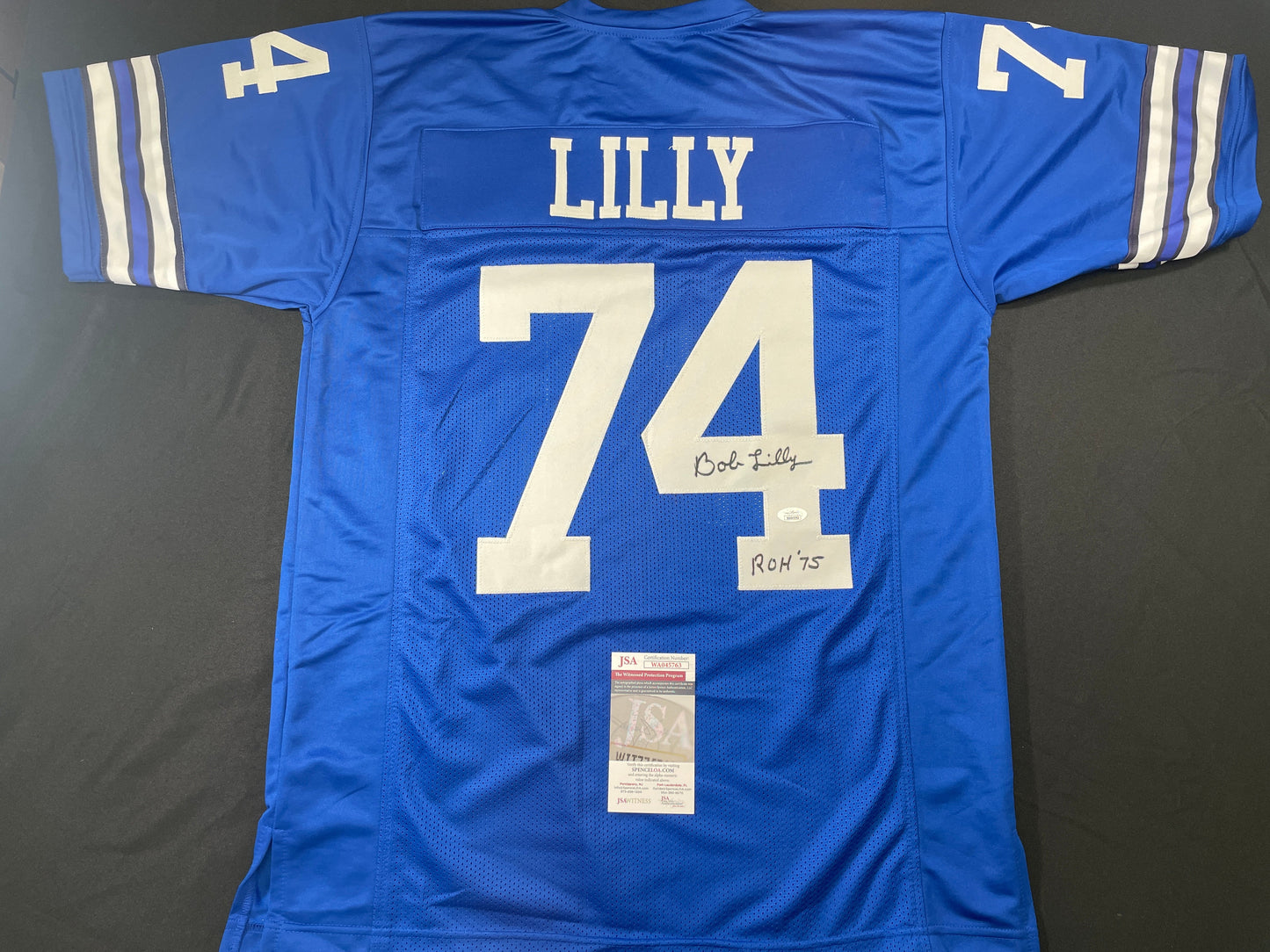 BOB LILLY DALLAS COWBOYS SIGNED Throwback JERSEY w/ROH75 JSA COA