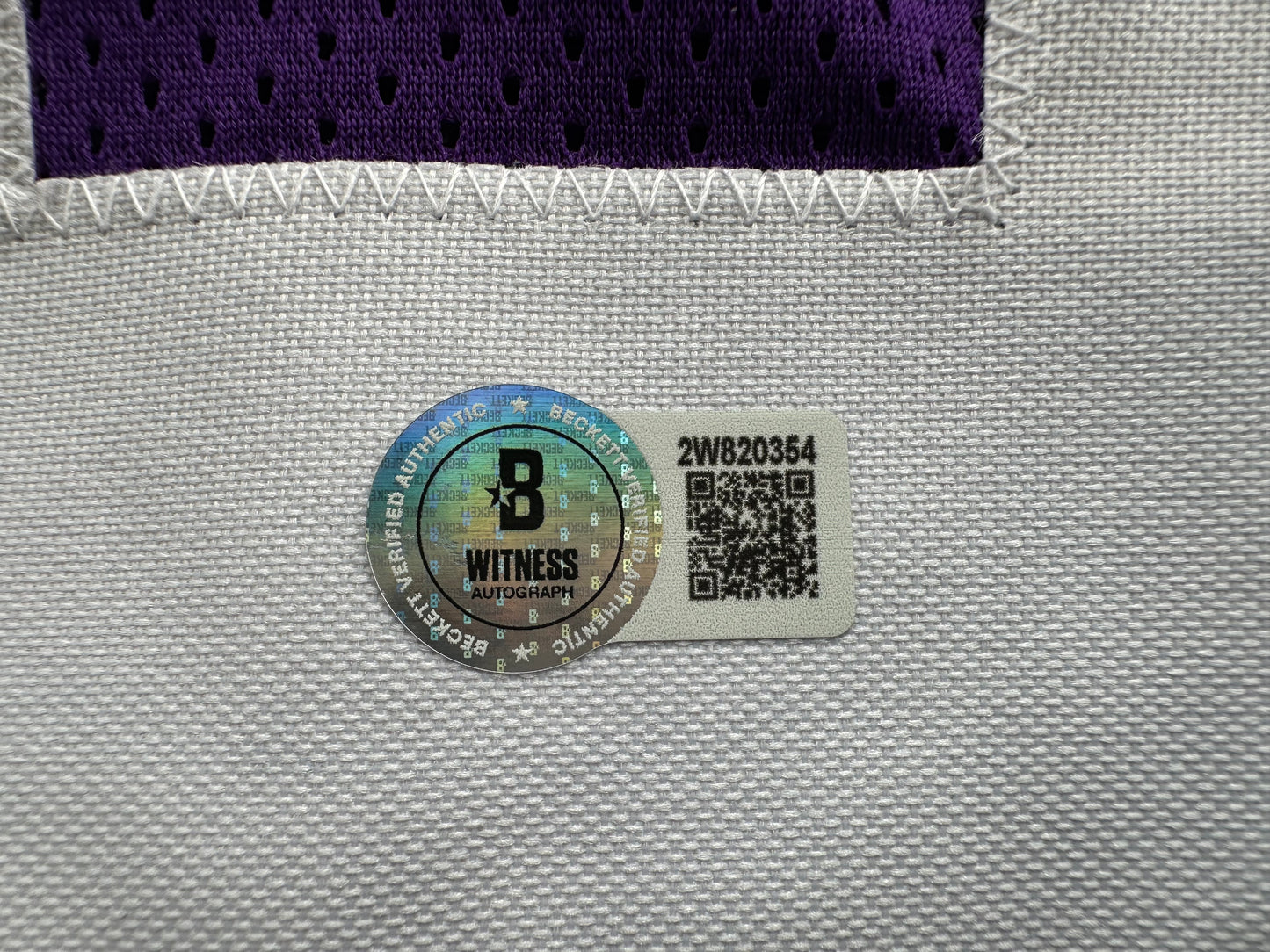 ADRIAN PETERSON SIGNED PURPLE FOOTBALL JERSEY Minnesota Vikings BAS COA