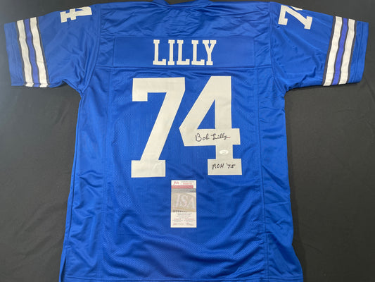 BOB LILLY DALLAS COWBOYS SIGNED Throwback JERSEY w/ROH75 JSA COA