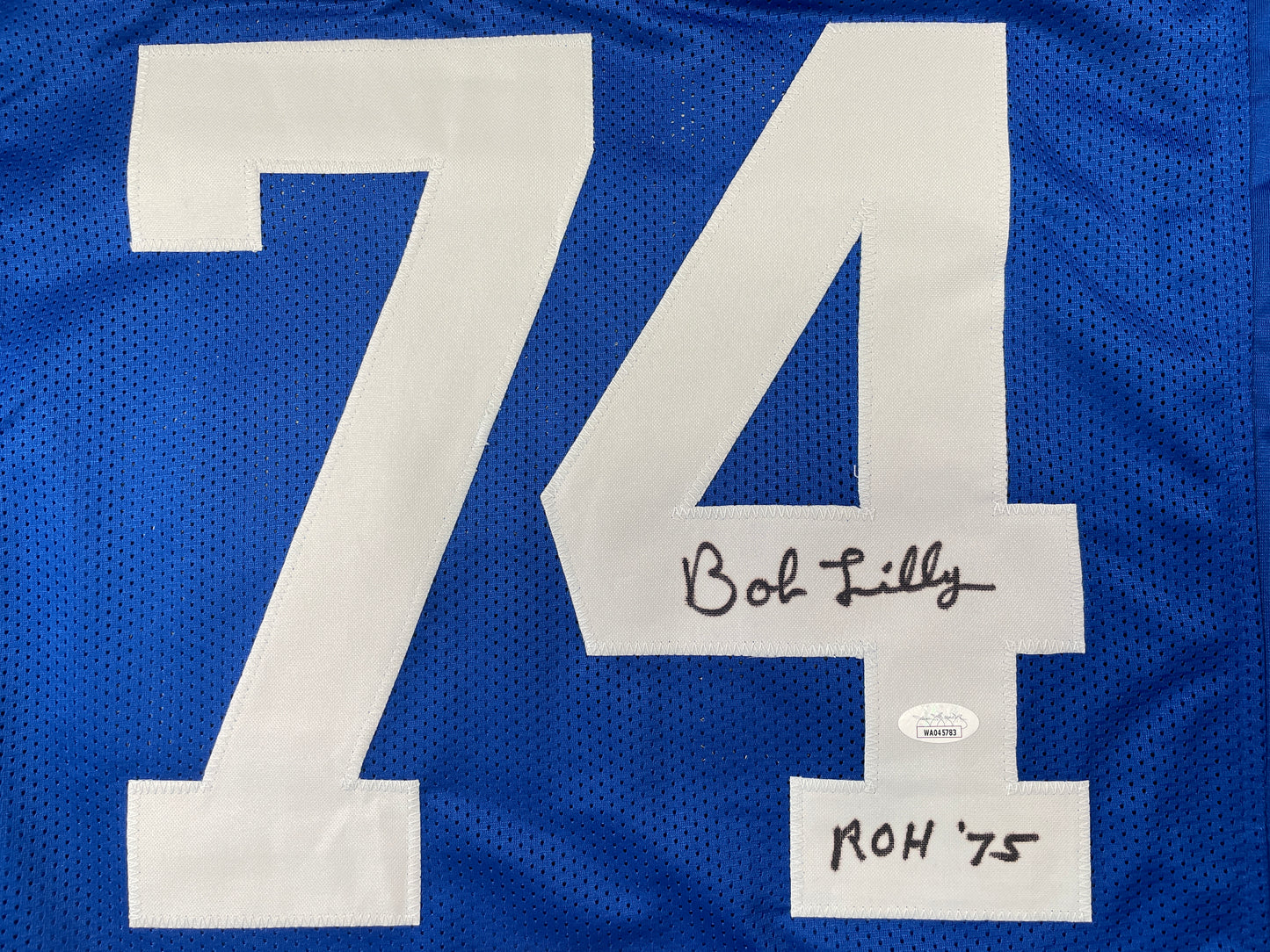 BOB LILLY DALLAS COWBOYS SIGNED Throwback JERSEY w/ROH75 JSA COA
