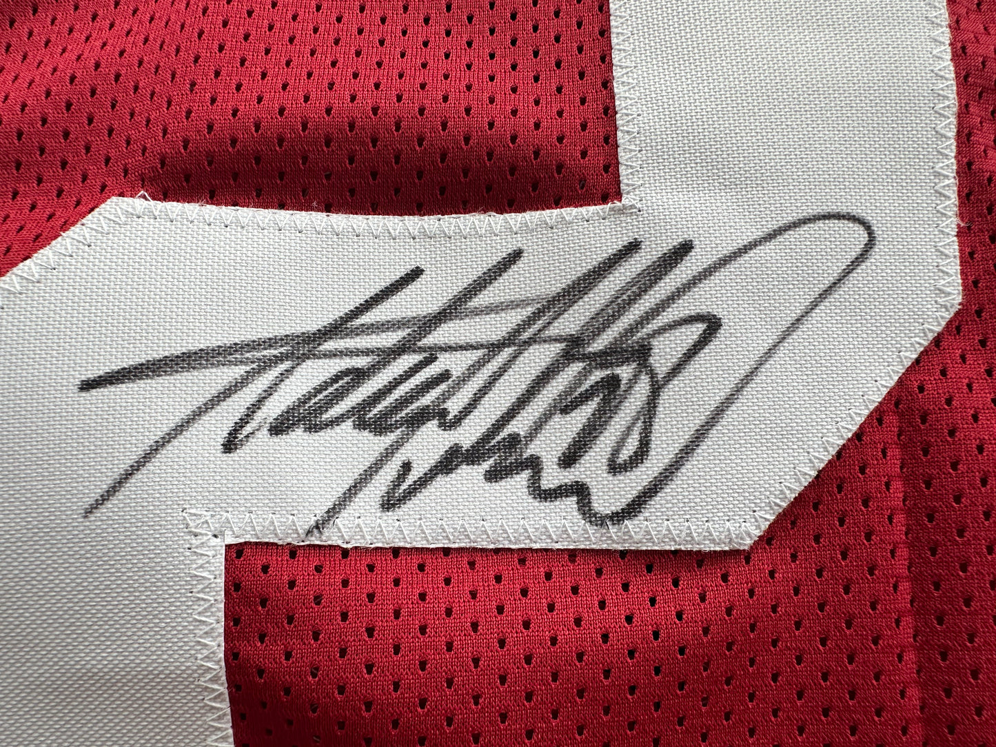 ADRIAN PETERSON SIGNED RED FOOTBALL JERSEY Oklahoma Sooners BAS COA