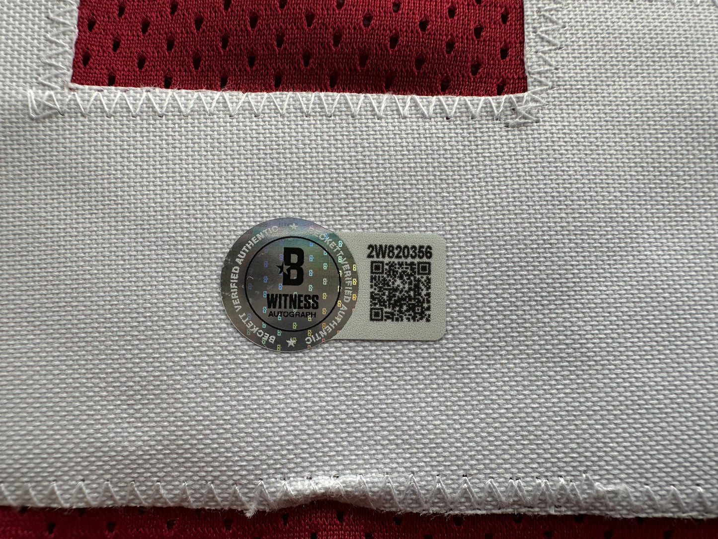 ADRIAN PETERSON SIGNED RED FOOTBALL JERSEY Oklahoma Sooners BAS COA