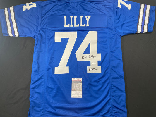 BOB LILLY DALLAS COWBOYS SIGNED Throwback JERSEY w/ROH75 JSA COA