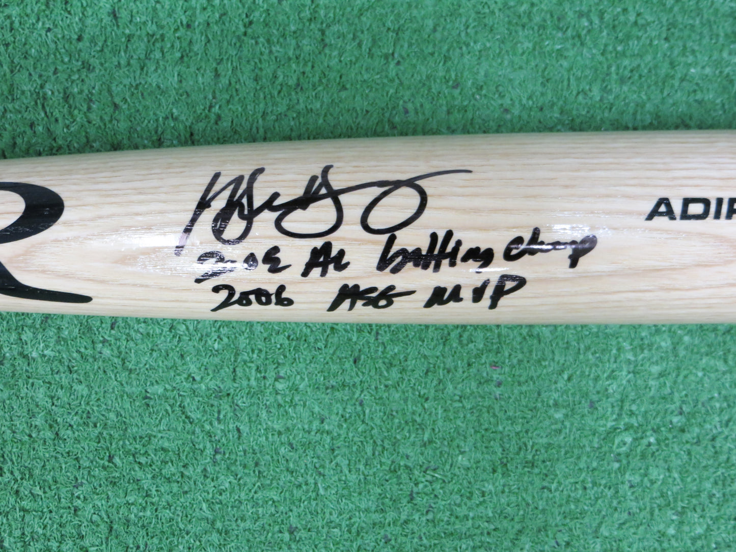 MICHAEL YOUNG TEXAS RANGERS SIGNED BLONDE RAWLINGS BASEBALL BAT w/INSCs BAS